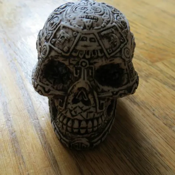 Mayan Aztec Skull Paper Weight Desk Ornament photo 1