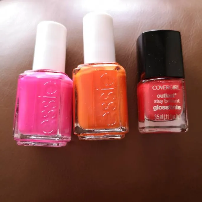 Essie pink orange Covergirl red nail polish lot Bundle photo 1
