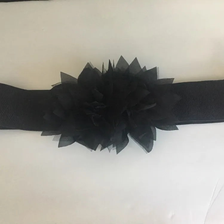 Black Flowered Belt - Size Large photo 4