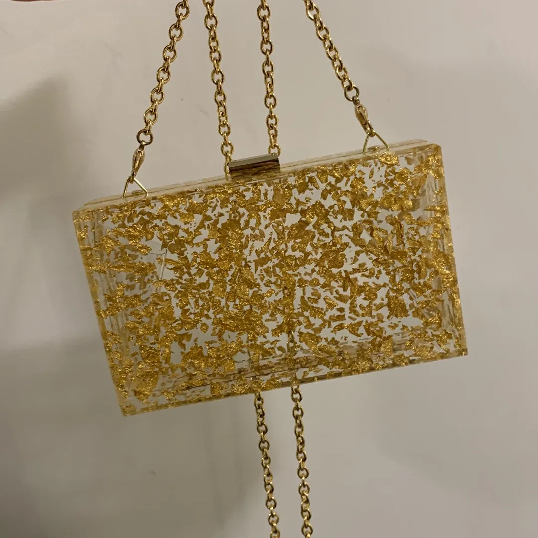 gold foil acrylic box clutch/purse photo 1