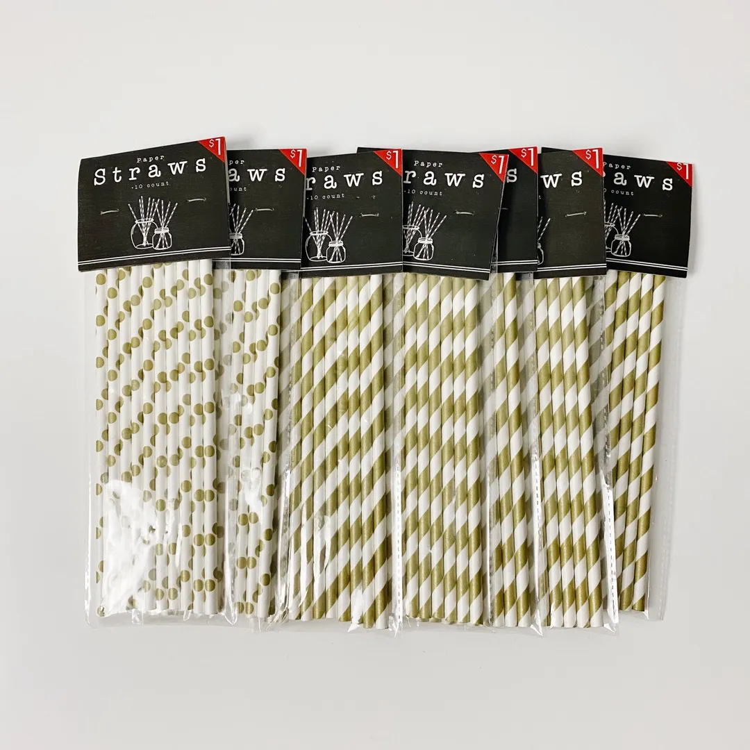 Paper Straws: Gold/white, Assorted photo 1