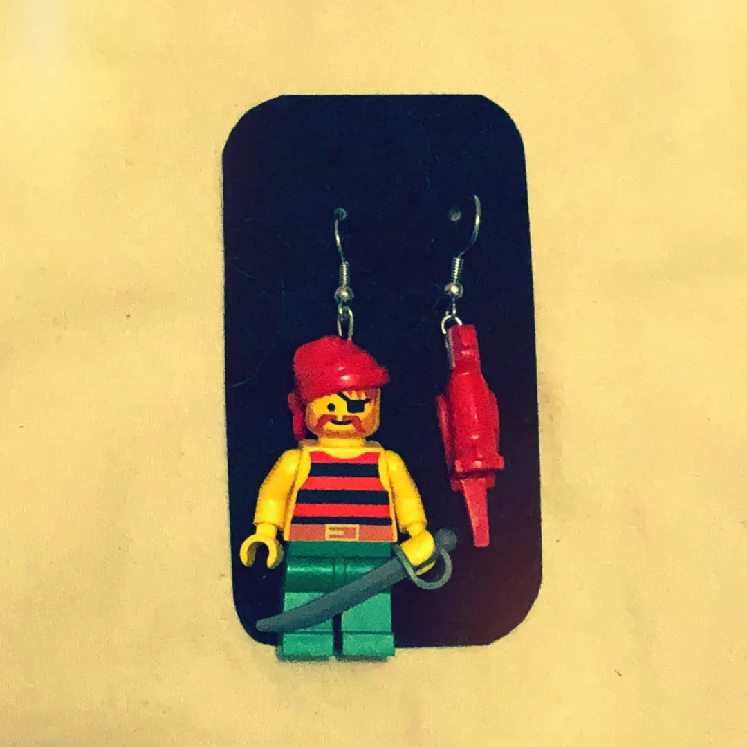 Lego Pirate & Parrot Minifigure Earrings photo 1