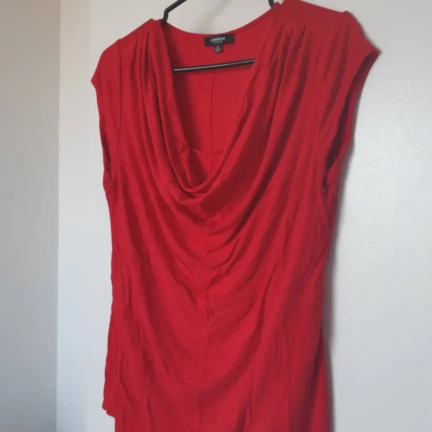 Red Scooped Neck Shirt Size M-L photo 1