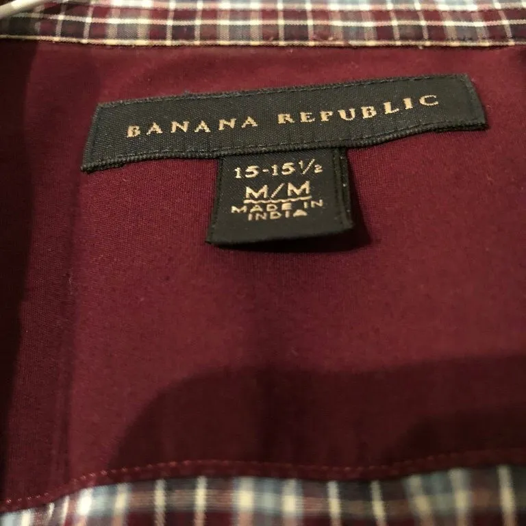 Banana Republic Maroon Checkered Dress Shirt photo 3