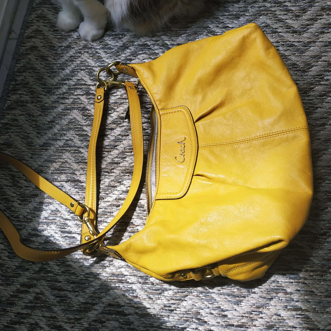 Yellow coach handbag photo 1
