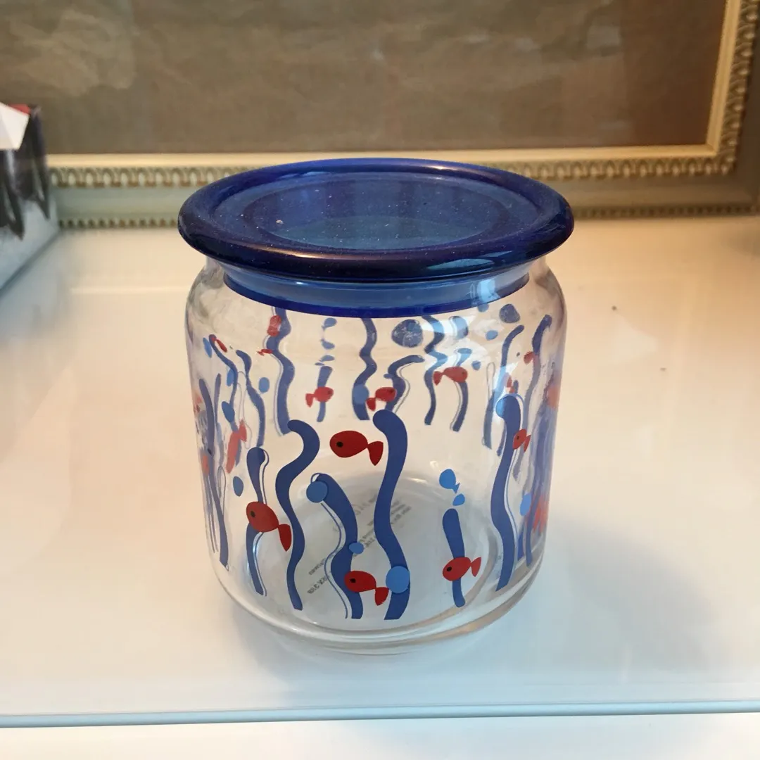 Fish Print Glass Jar With Lid photo 1