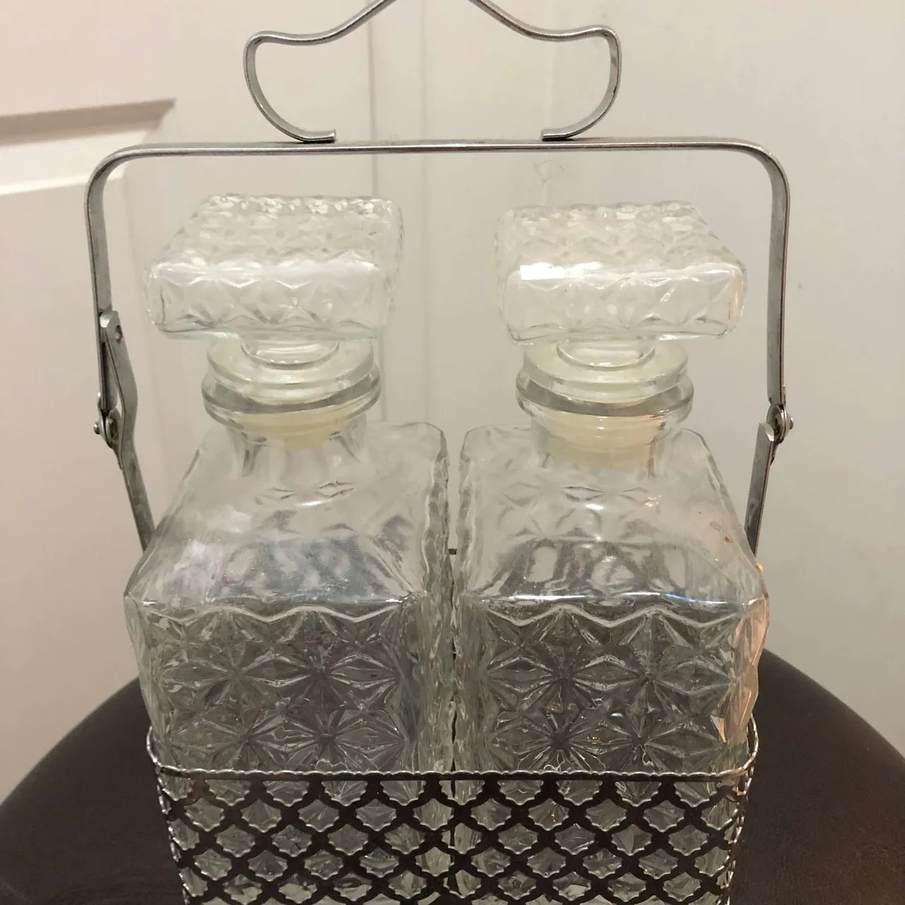 Whiskey/Scotch Decanters x2 with holder photo 1