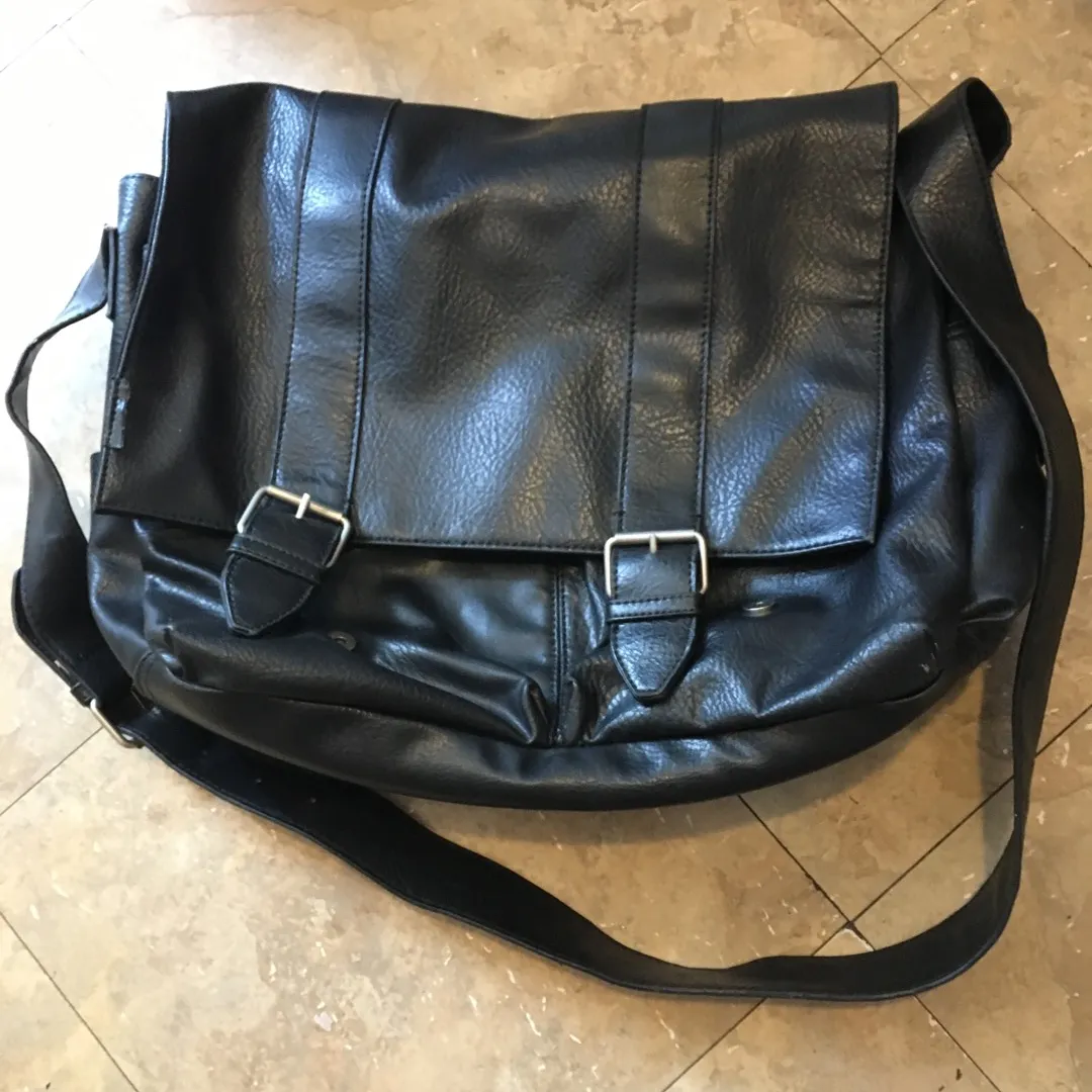 Black Leather Computer Bag photo 1