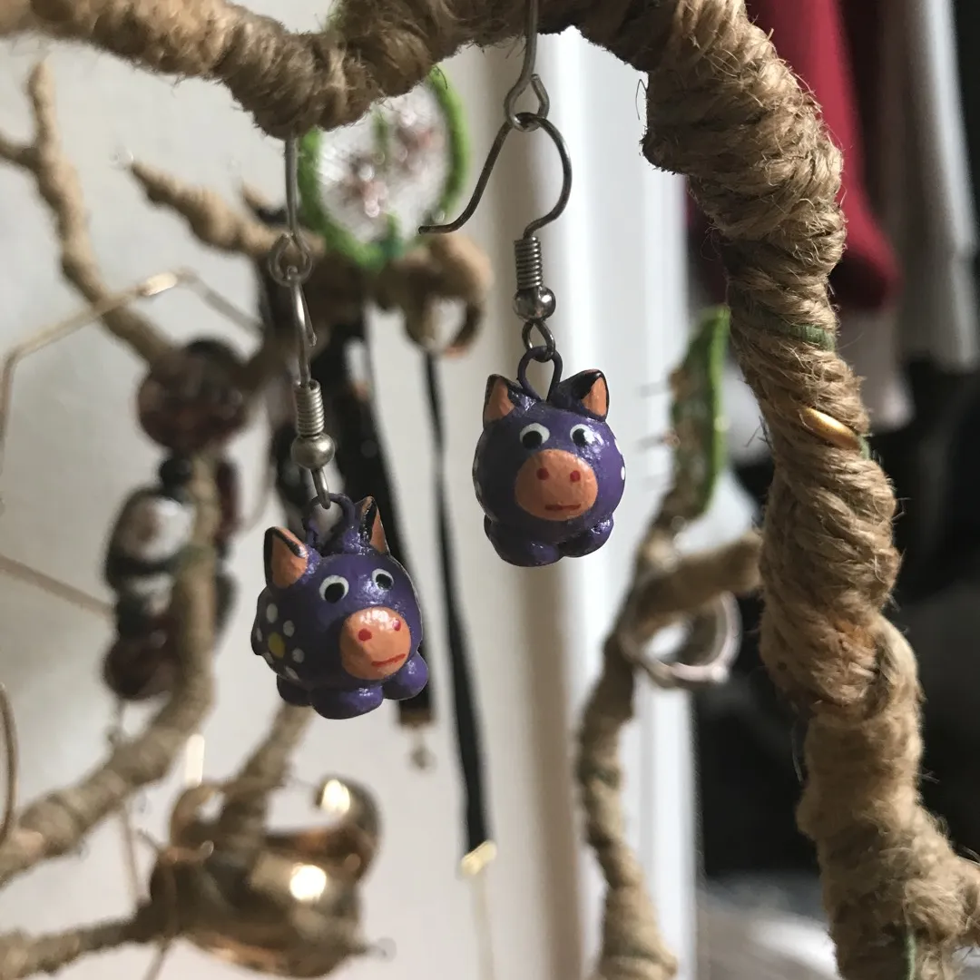 Purple Piggy Earrings photo 1