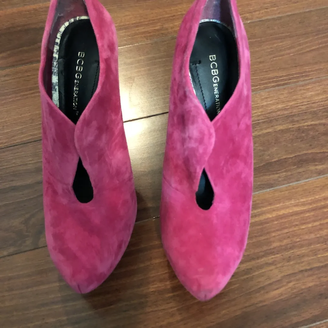 BCBG Worn Once Pink Suede Booties photo 3