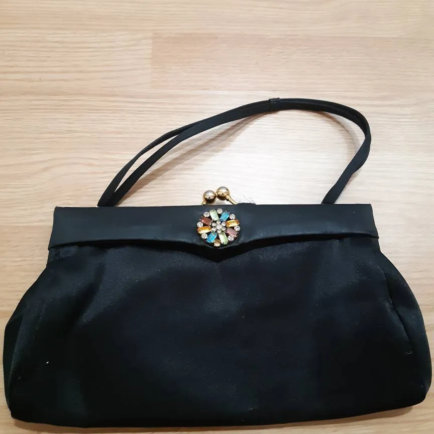 Black Satin Formal Handbag Purse photo 1