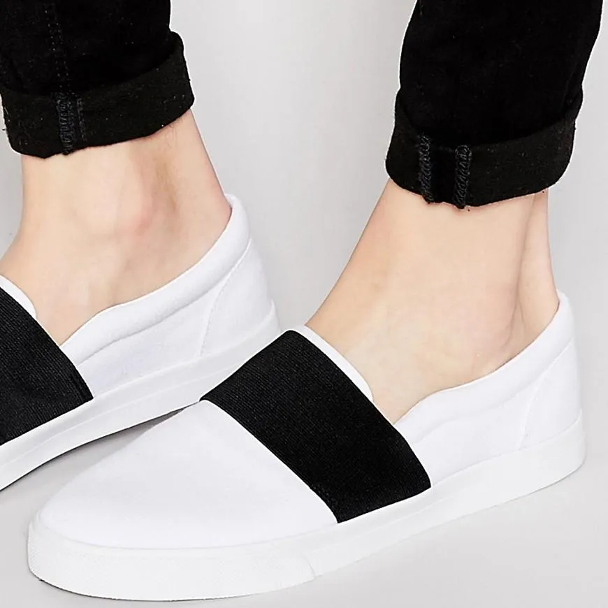 Asos White and Black Slip-On Shoes with elastic strap (Men's ... photo 1