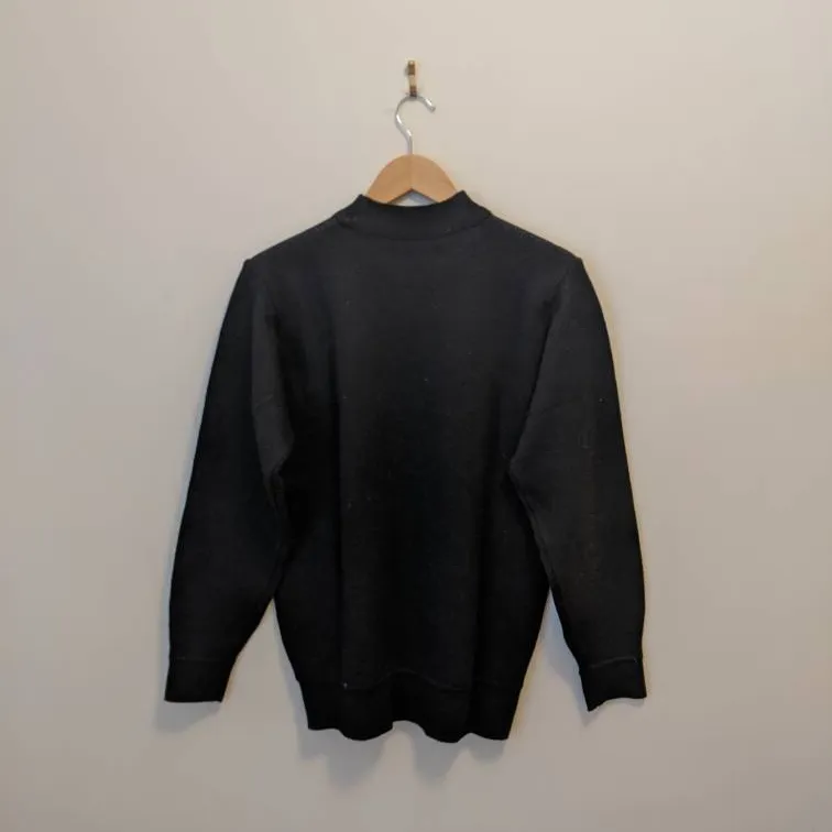 Vintage Black Striped Sweater w/ Leather Pocket photo 3