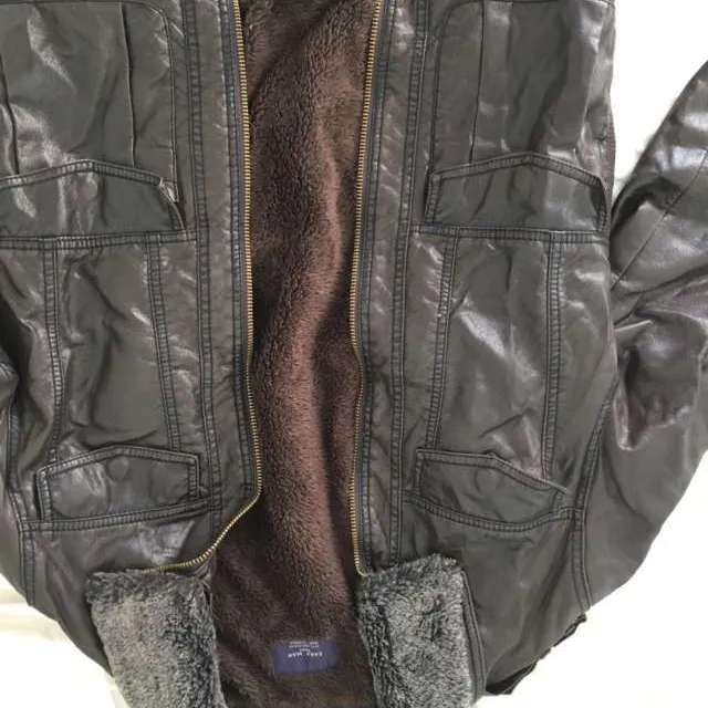 Men's Zara Brown Leather Jacket - Size Large photo 1