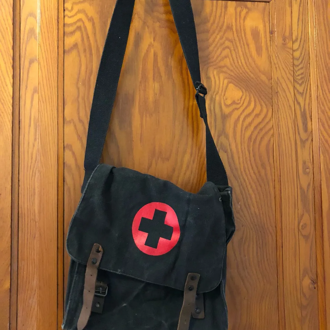 Distressed Canvas Red Cross Bag photo 1