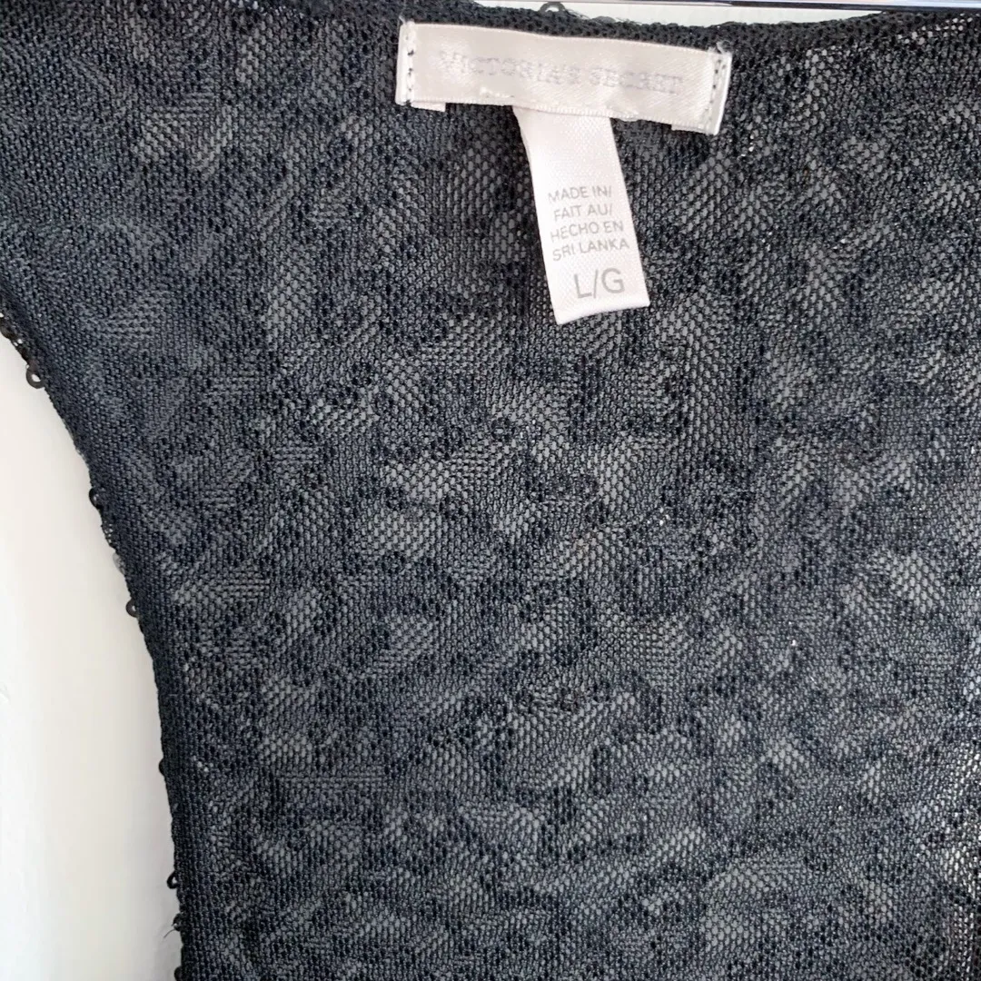 BNWOT Victoria Secret Sheer Black Sequin Dress photo 3