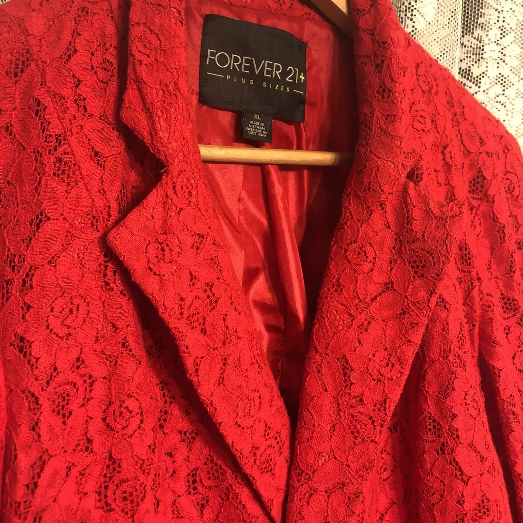 Red Lace Blazer Size XL photo 4