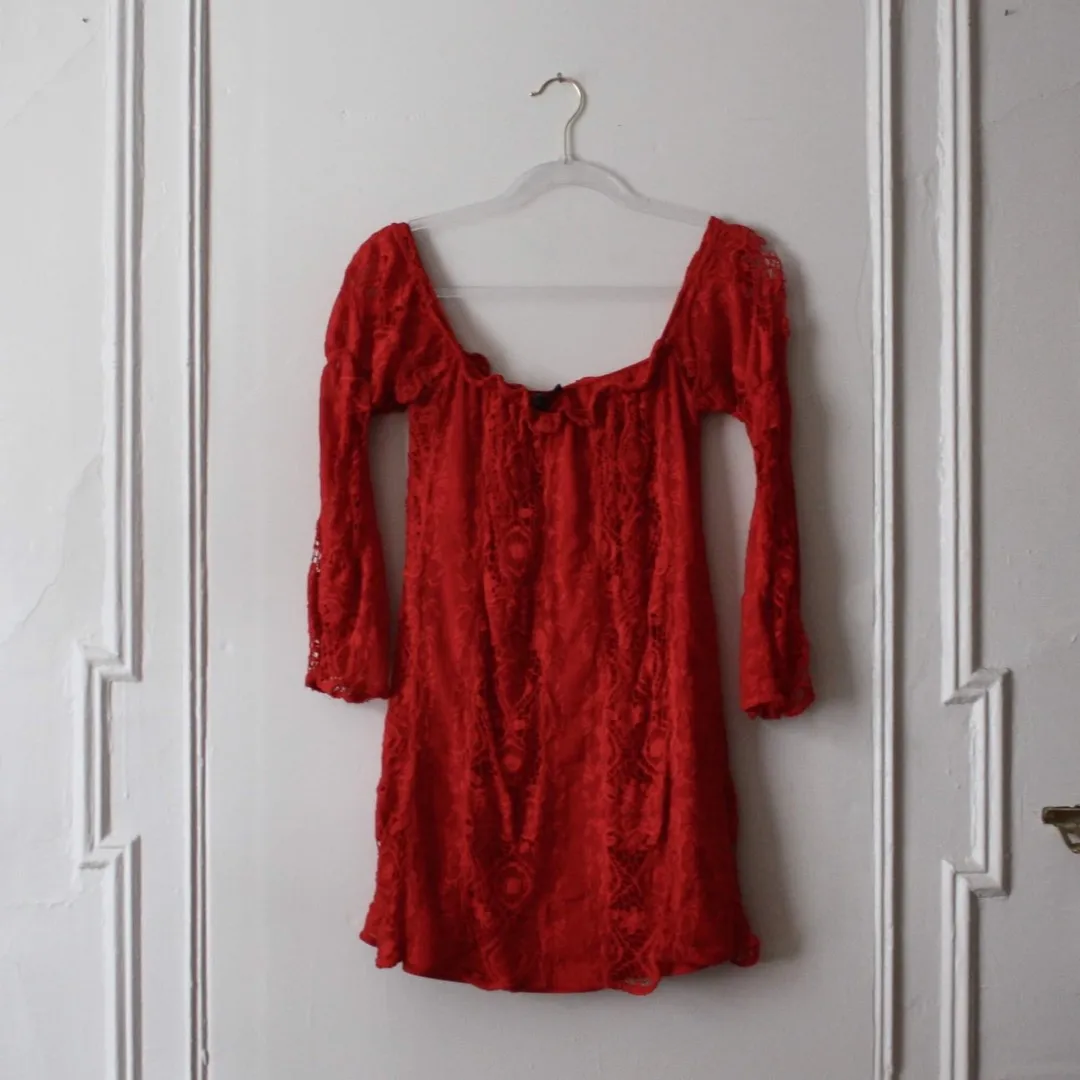 For Love & Lemons XS Dress Red Lace photo 1