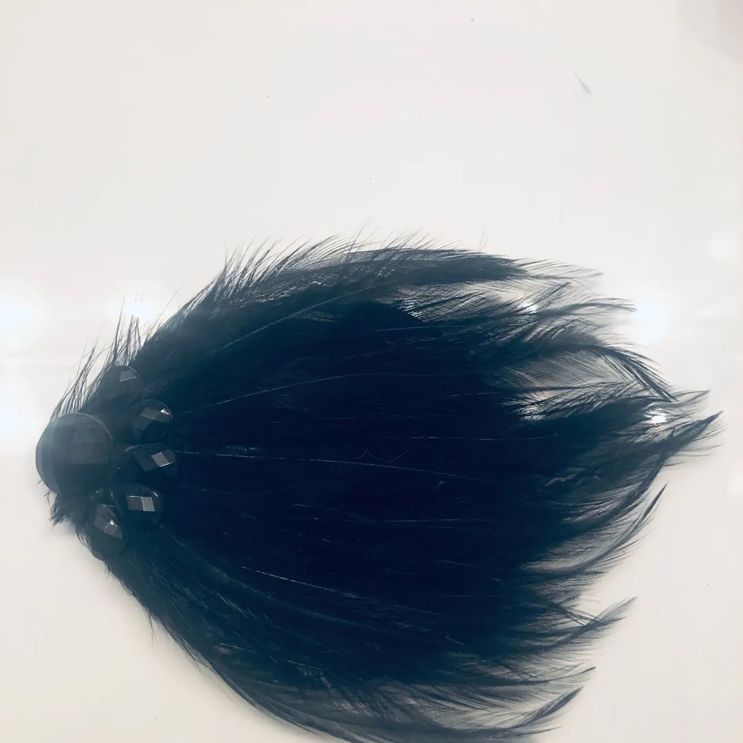 Jeweled Black Feather Hair Pin photo 3