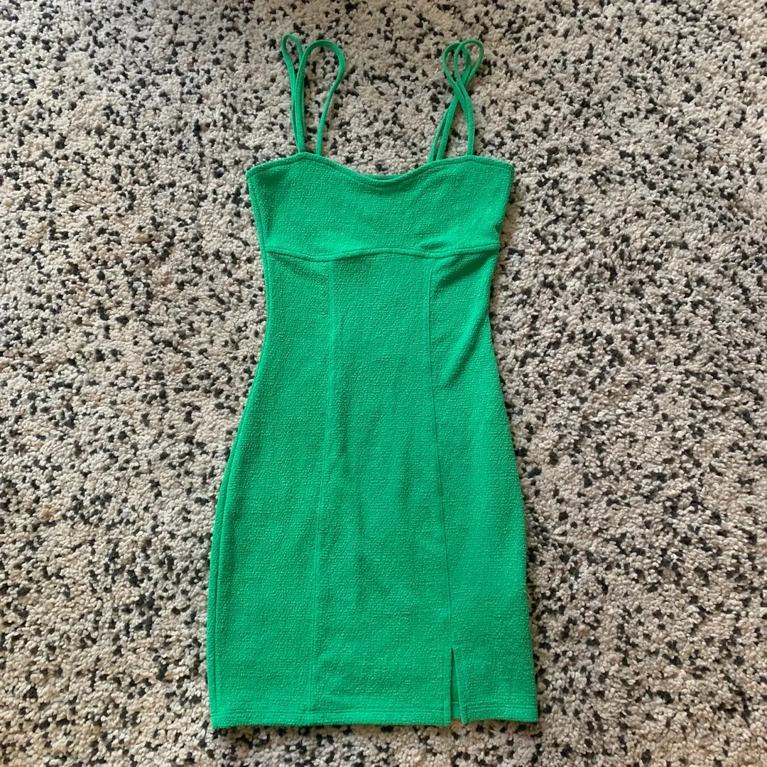 Green Textured Mini Dress photo 1