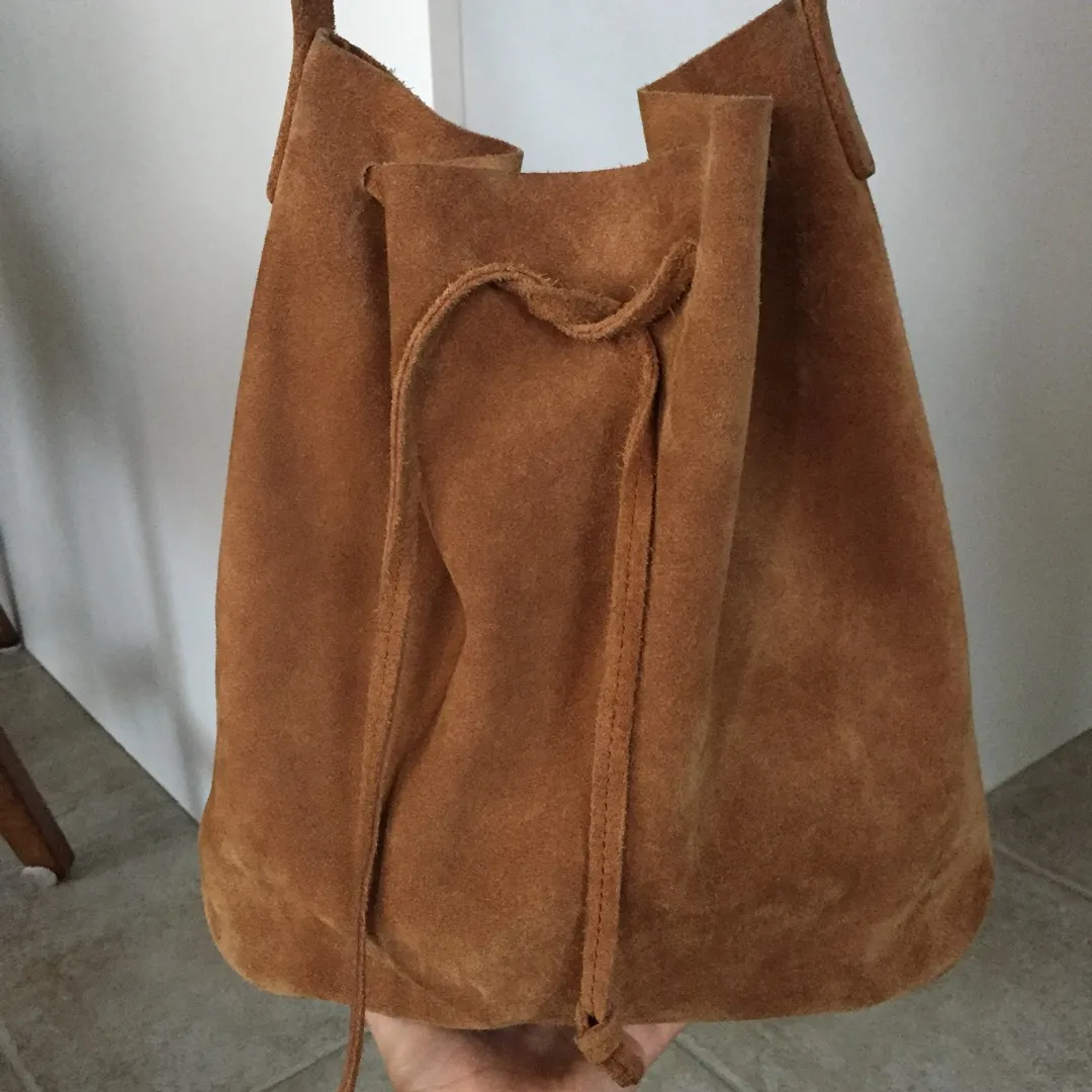 Zara Suede Drawstring Bucket Bag photo 1