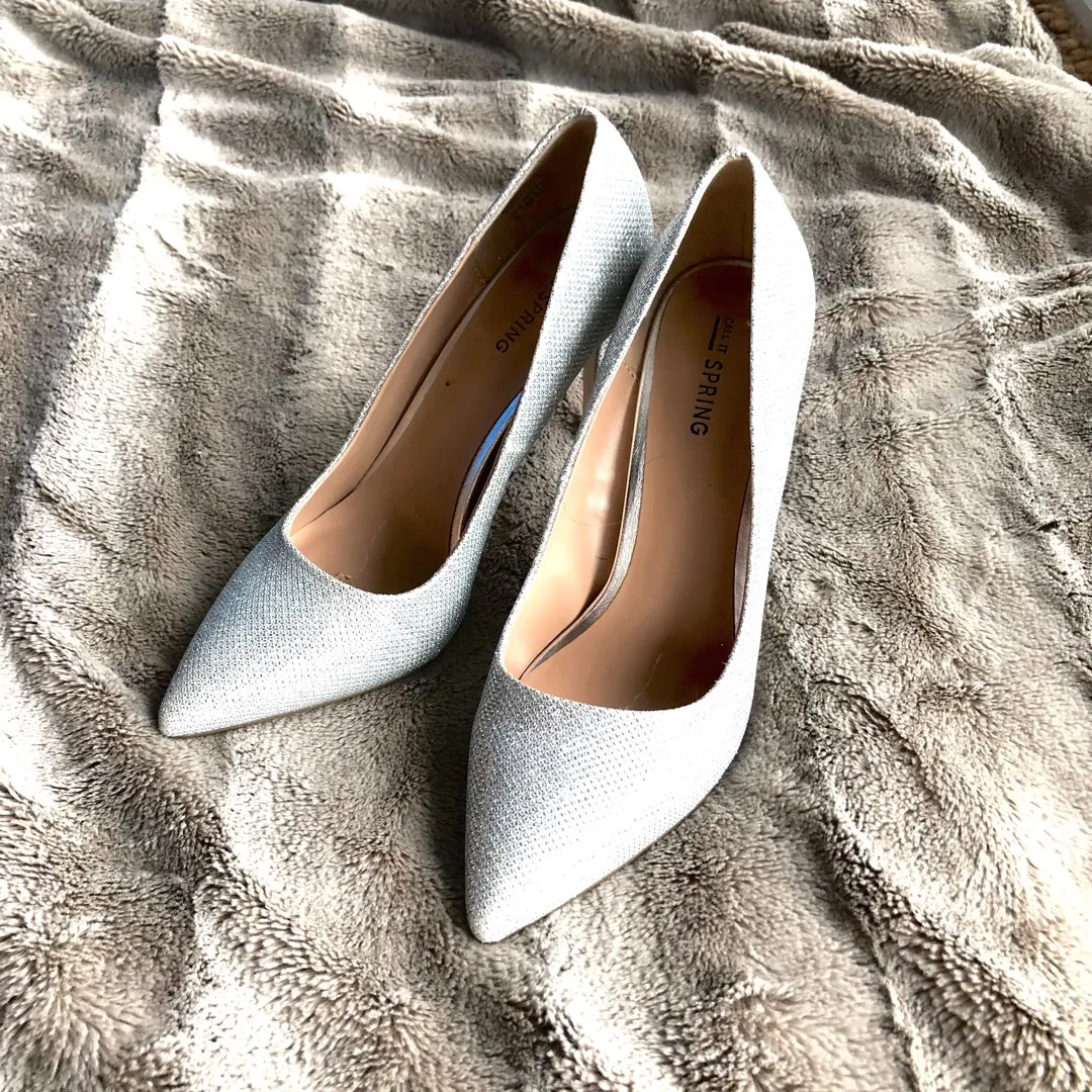 Call It Spring White/silver Pointed Toe Heels photo 1