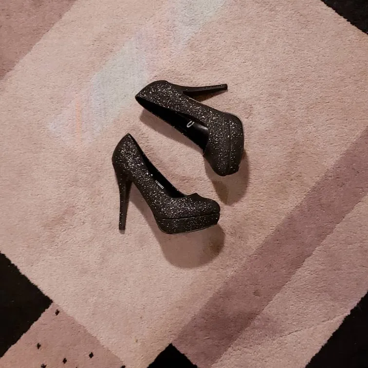Black Glitter Heels - Louboutin Inspired - Size 7 photo 3
