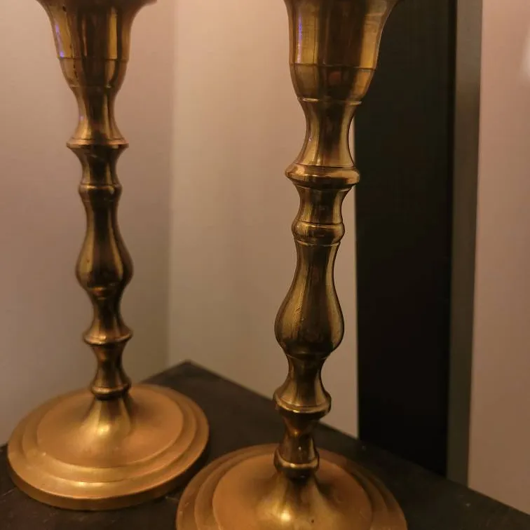 *Vintage* Solid Brass Candle Holders photo 1