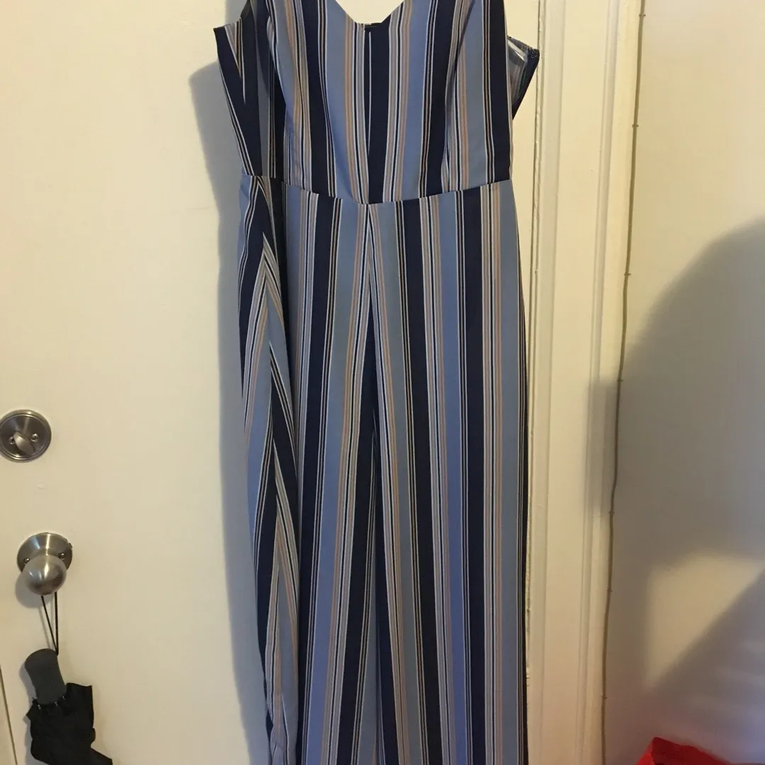 Blue Striped Jumpsuit - Size Small photo 1