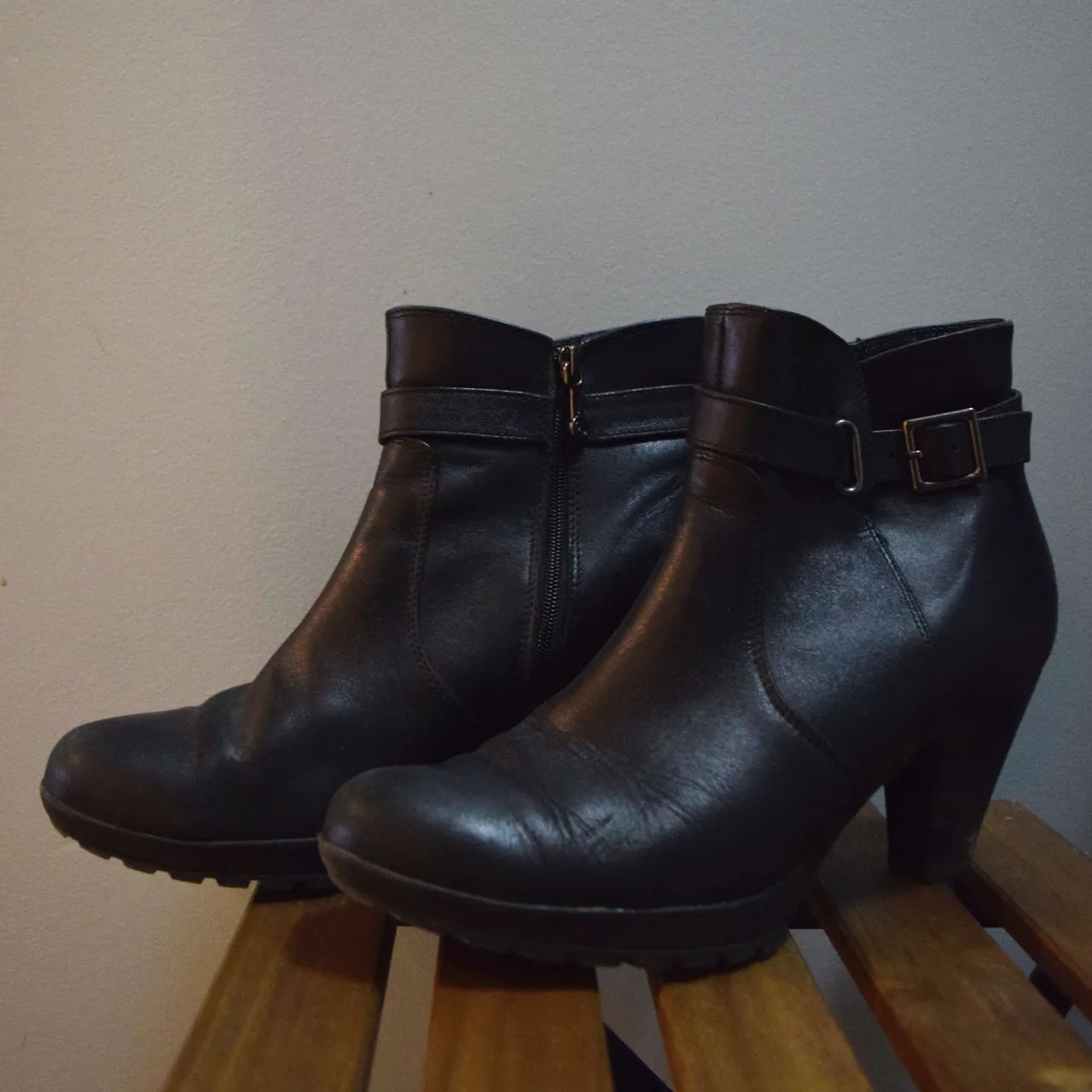 Black Leather Heeled Ankle Boots photo 1