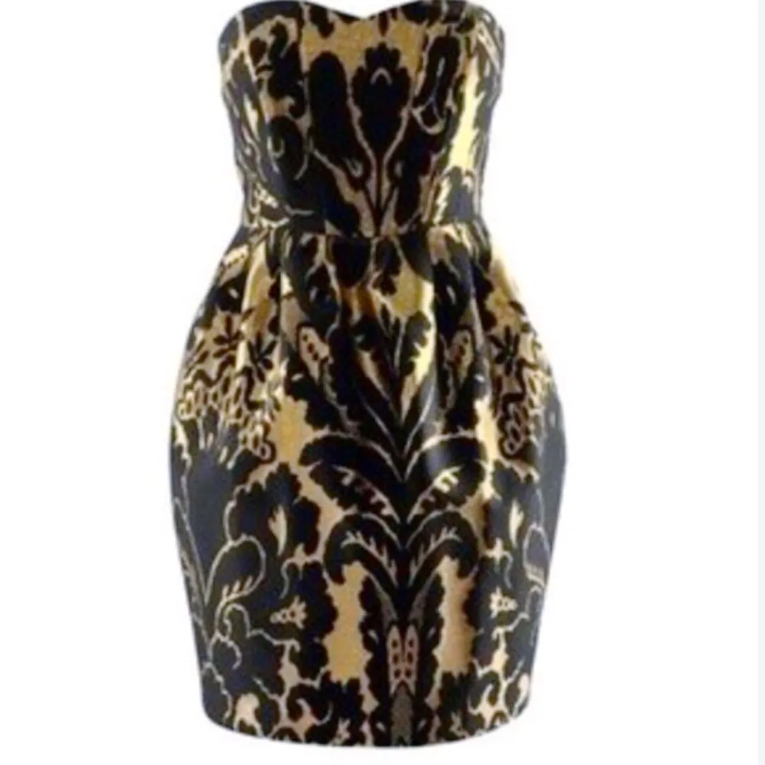 H&M Strapless Gold & Black Dress photo 1