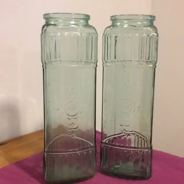 Set Of Two Antique Glass Vases photo 1