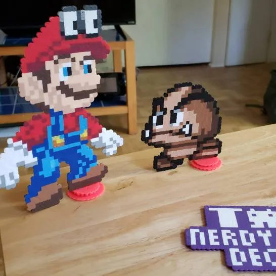 Super Mario And Goomba Pixel Art - Nintendo photo 1