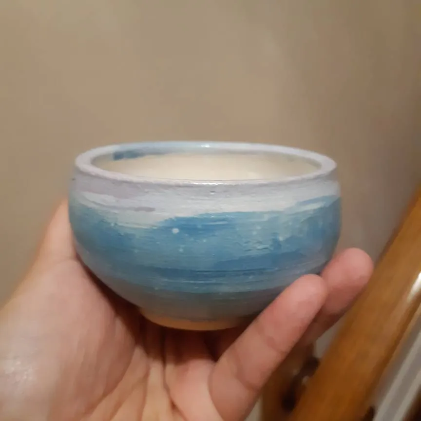 Lavender and Blue Little Handmade Pottery Bowl photo 1