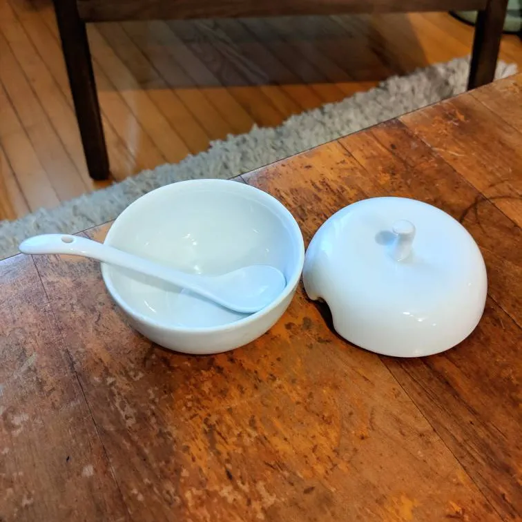 Ceramic Apple Sugar Dish And Spoon photo 3