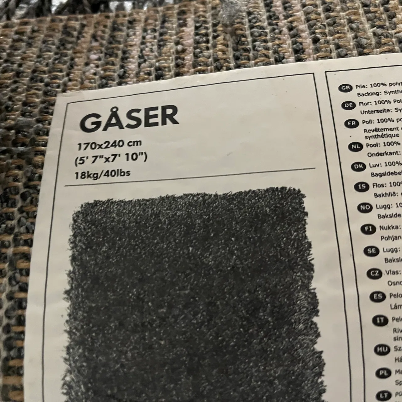 Gaser Ikea Rug, High Pile, Grey, 170x240 cm photo 4