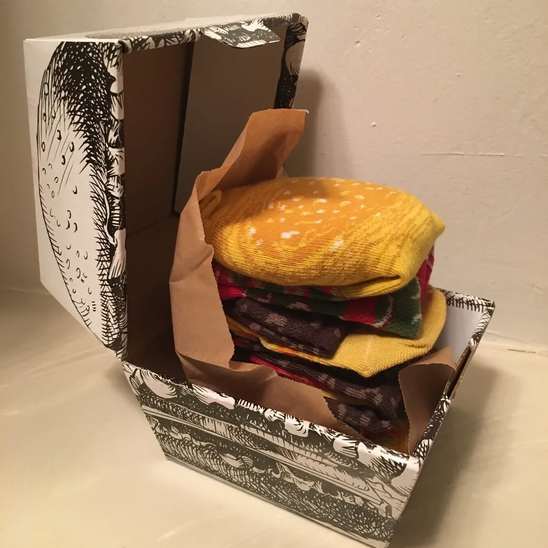 Hamburger Socks In A Takeout Container photo 3