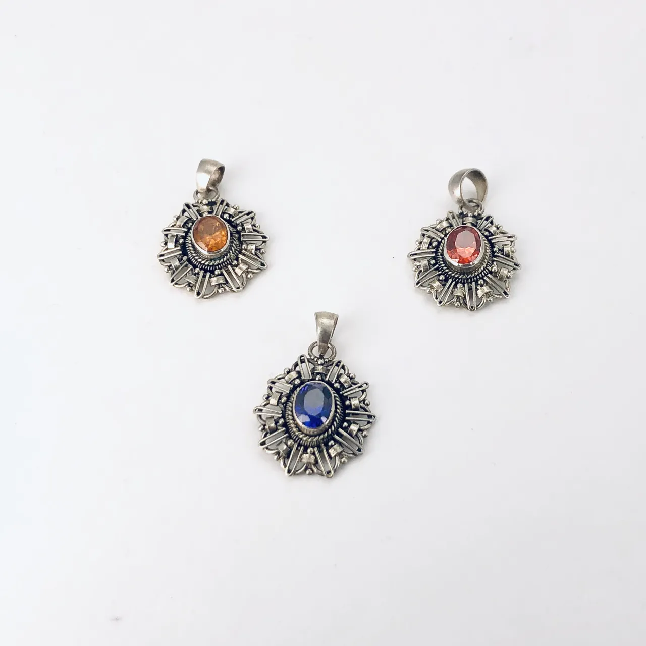 Coloured zirconium and Sterling silver Pendants photo 1
