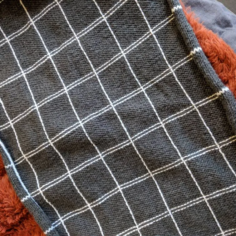 Handknit Grid Scarf/Lap Blanket photo 3