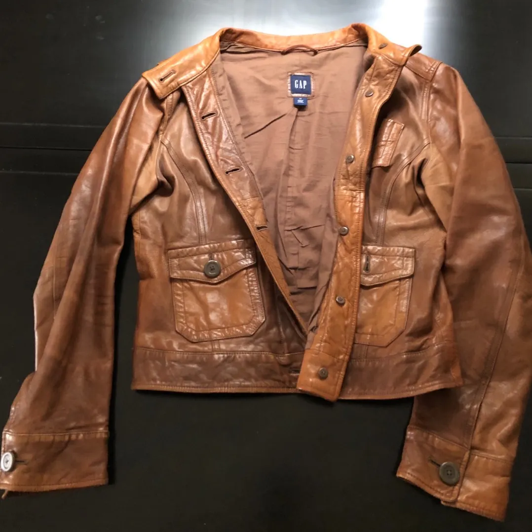 Women’s Brown Leather Gap Coat Size m photo 1