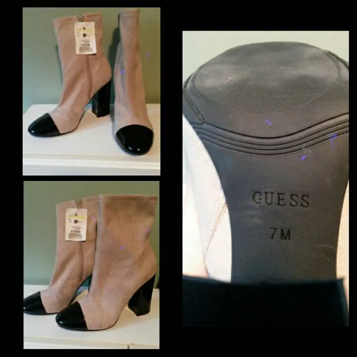 Guess Beige Suede And Black Toe Cuffies photo 1
