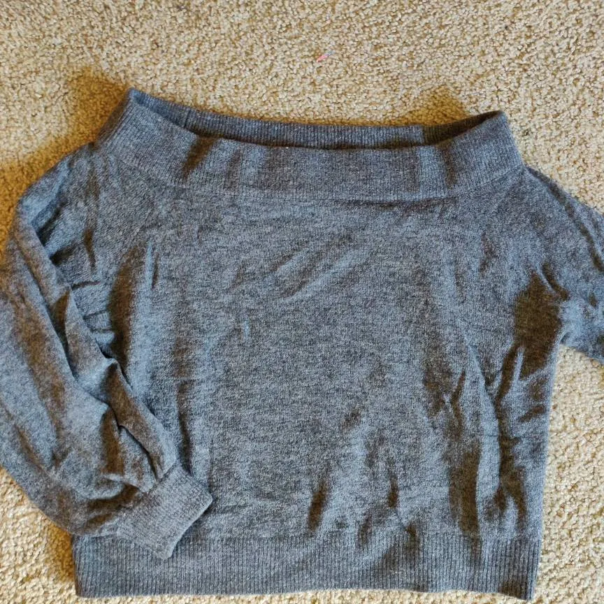 Off The Shoulder Grey Sweater photo 1
