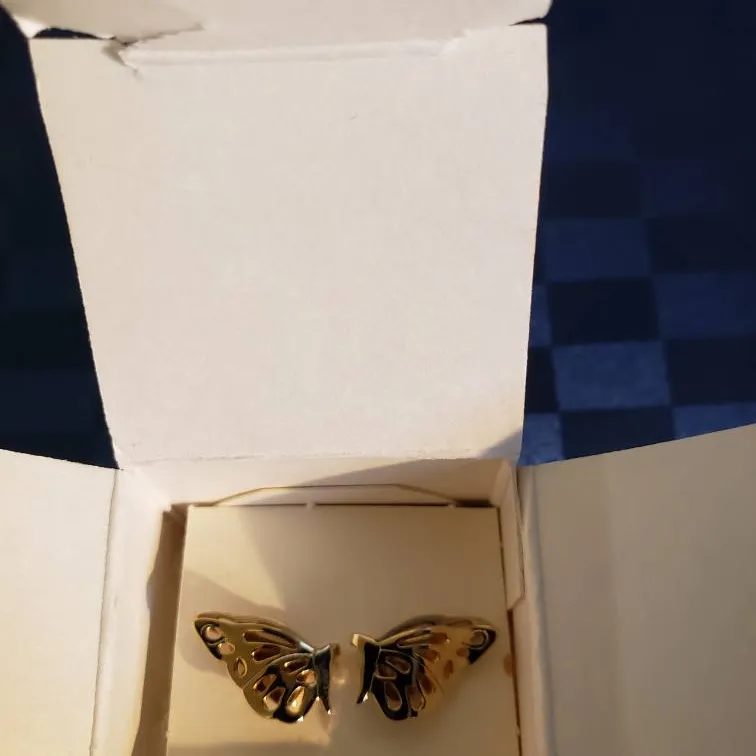 Vintage Filigree Butterfly Earrings photo 1